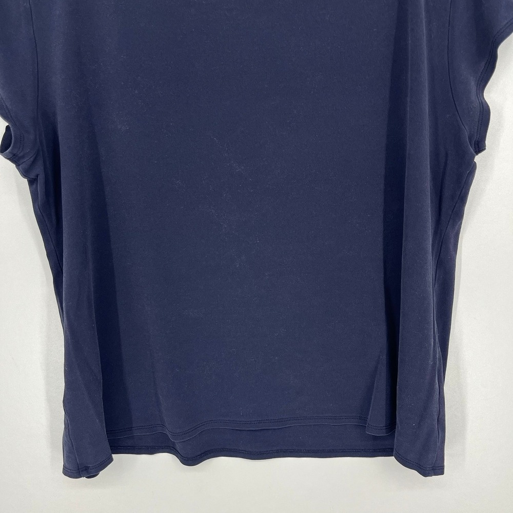 Eileen Fisher Petite Navy Blue 100% Silk Jersey Scoop Neck Cap Sleeve Top PL - Picture 11 of 12